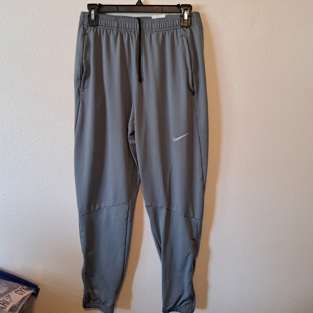 Nike Dri-FIT Womens Gray Tapered Running Pants Zipper Pocket Training Joggers XL